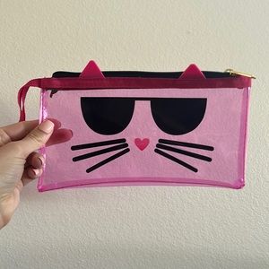 Karl Lagerfeld clear plastic cat pouch